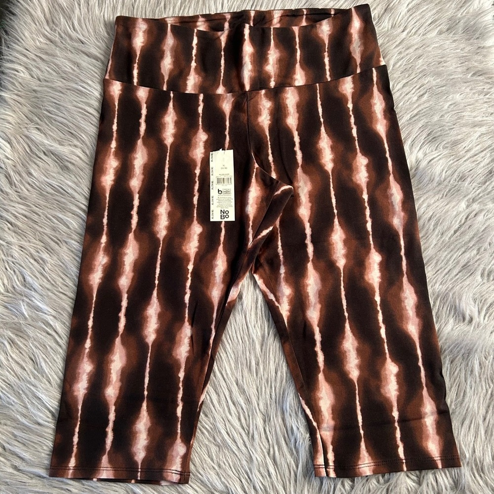 No Boundaries Capri Leggings Women's Size XL (16-18) Brown Tie Dye Stretch Pants